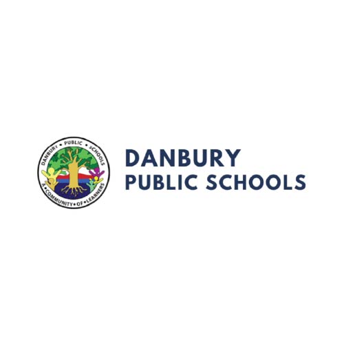 Logo of Danbury Public Schools featuring a tree with diverse hands as leaves inside a circle, symbolizing unity in education, next to the text.